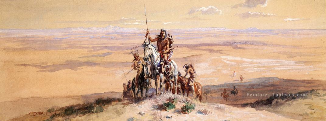 Indiens sur les plaines Art occidental Amérindien Charles Marion Russell Peintures à l'huile